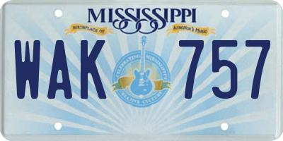 MS license plate WAK757
