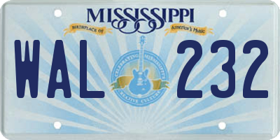 MS license plate WAL232