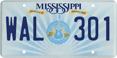 MS license plate WAL301