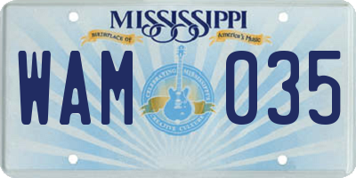 MS license plate WAM035