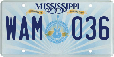 MS license plate WAM036