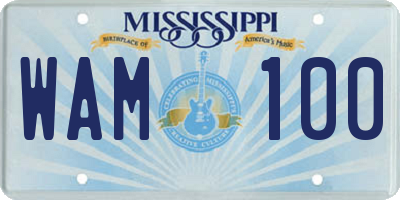 MS license plate WAM100