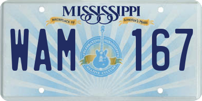 MS license plate WAM167