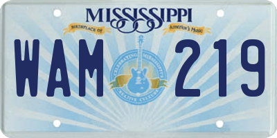 MS license plate WAM219