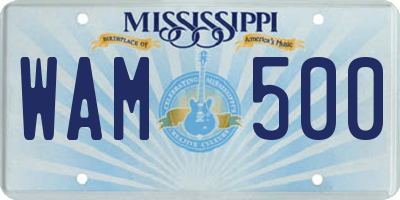 MS license plate WAM500