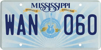 MS license plate WAN060