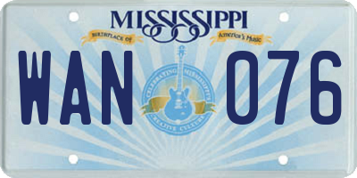 MS license plate WAN076