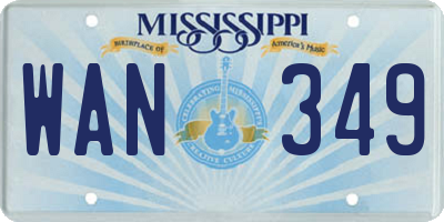 MS license plate WAN349