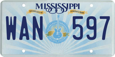 MS license plate WAN597
