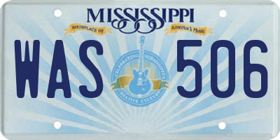 MS license plate WAS506
