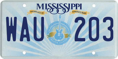 MS license plate WAU203