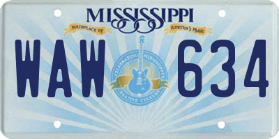 MS license plate WAW634