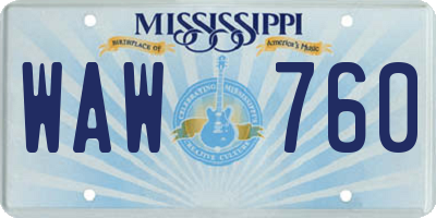 MS license plate WAW760