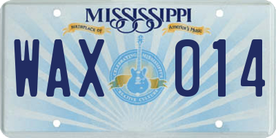 MS license plate WAX014