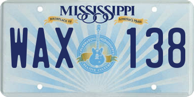 MS license plate WAX138