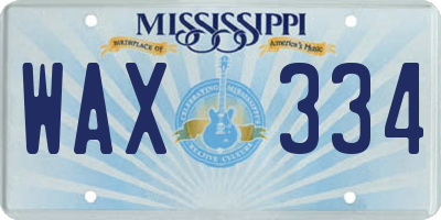 MS license plate WAX334