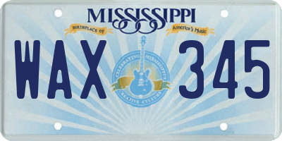 MS license plate WAX345