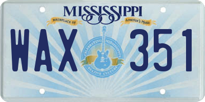 MS license plate WAX351