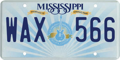 MS license plate WAX566