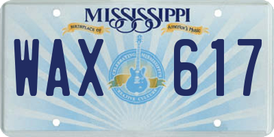 MS license plate WAX617