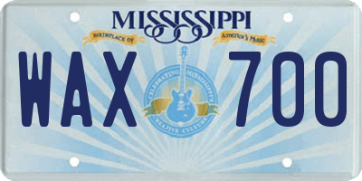 MS license plate WAX700