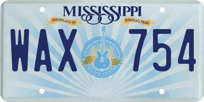 MS license plate WAX754