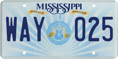 MS license plate WAY025