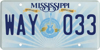 MS license plate WAY033