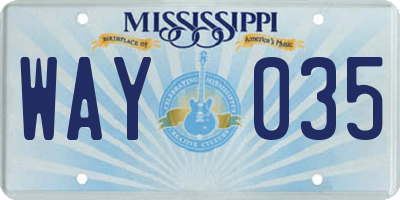 MS license plate WAY035