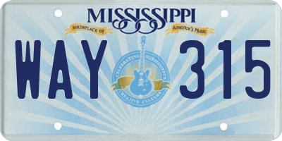MS license plate WAY315