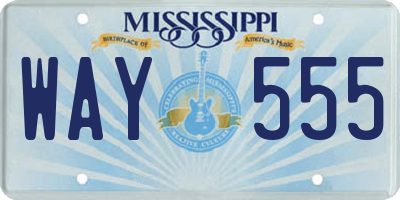 MS license plate WAY555