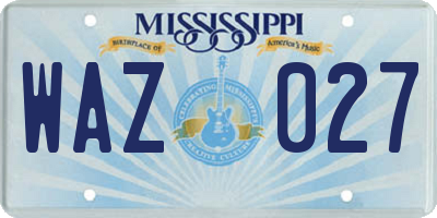 MS license plate WAZ027