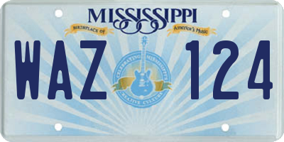 MS license plate WAZ124