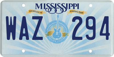 MS license plate WAZ294