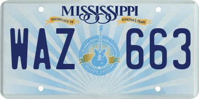 MS license plate WAZ663