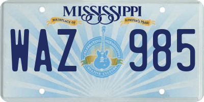 MS license plate WAZ985