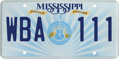 MS license plate WBA111