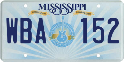 MS license plate WBA152