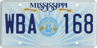 MS license plate WBA168