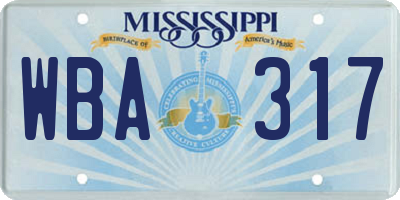 MS license plate WBA317