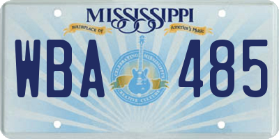 MS license plate WBA485