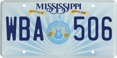 MS license plate WBA506
