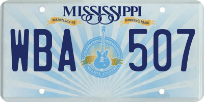MS license plate WBA507