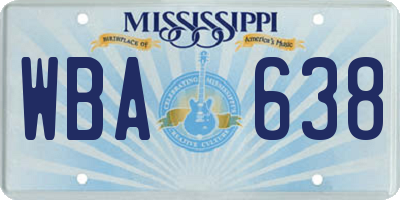 MS license plate WBA638