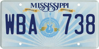 MS license plate WBA738