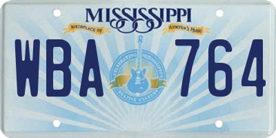 MS license plate WBA764