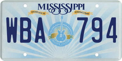 MS license plate WBA794