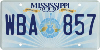 MS license plate WBA857