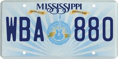 MS license plate WBA880