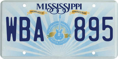 MS license plate WBA895